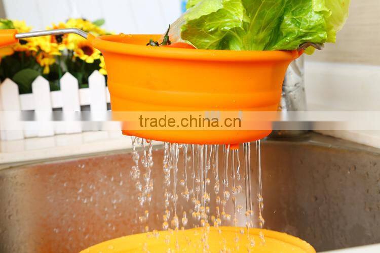 Kitchen tools strainers and colanders collapsible silicone colander