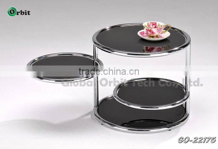 Modern furniture metal legs kitchen table, round glass dining table