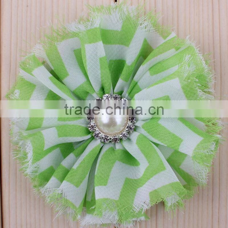 fraying chiffon flower clip for kids hair accessories