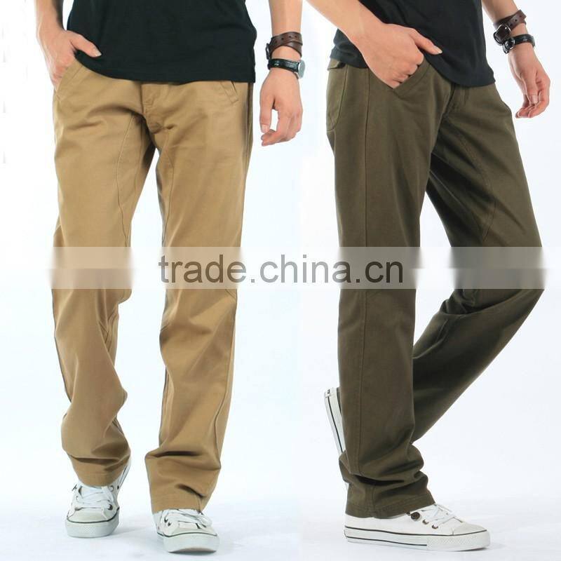 custom big size 100% cotton work trousers loose mens khaki drill cargo work pants