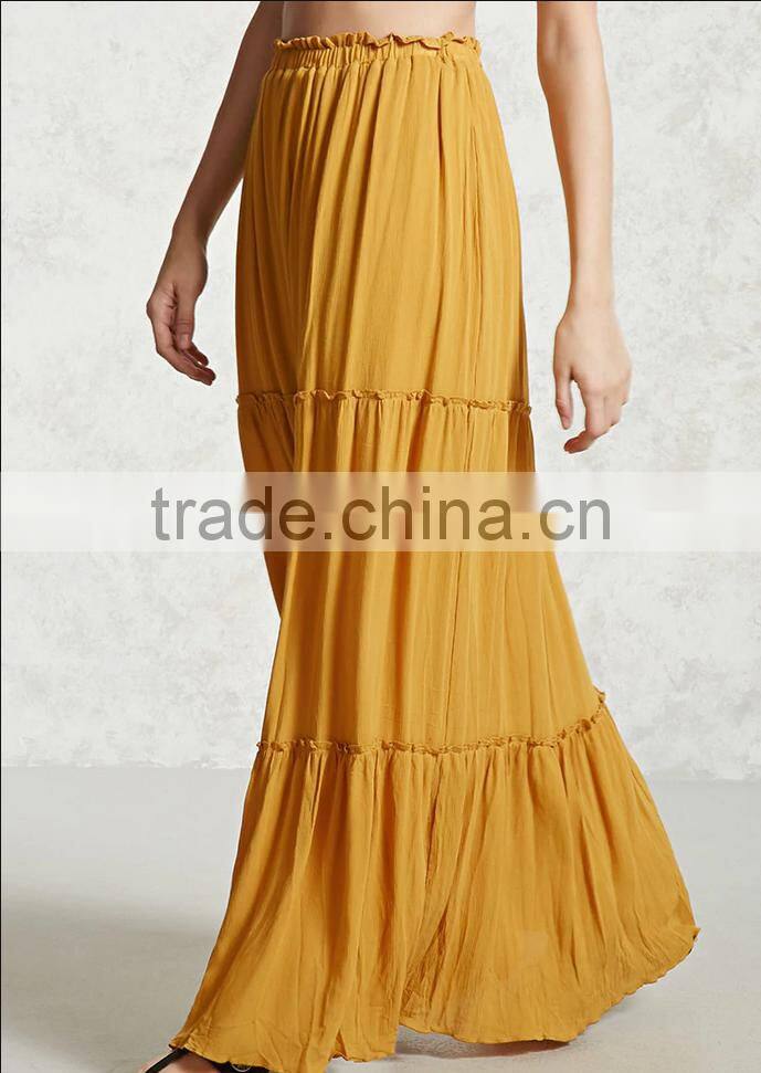 Yellow color stitching design full fashion latest style skirts