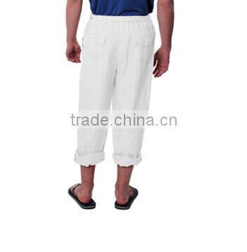 Men's White Drawstring Linen Pants