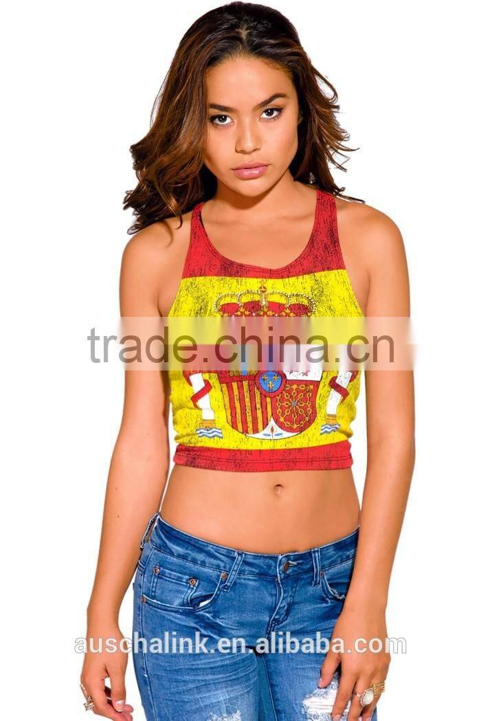 spanish lady flag burnout graphic custom print tank top