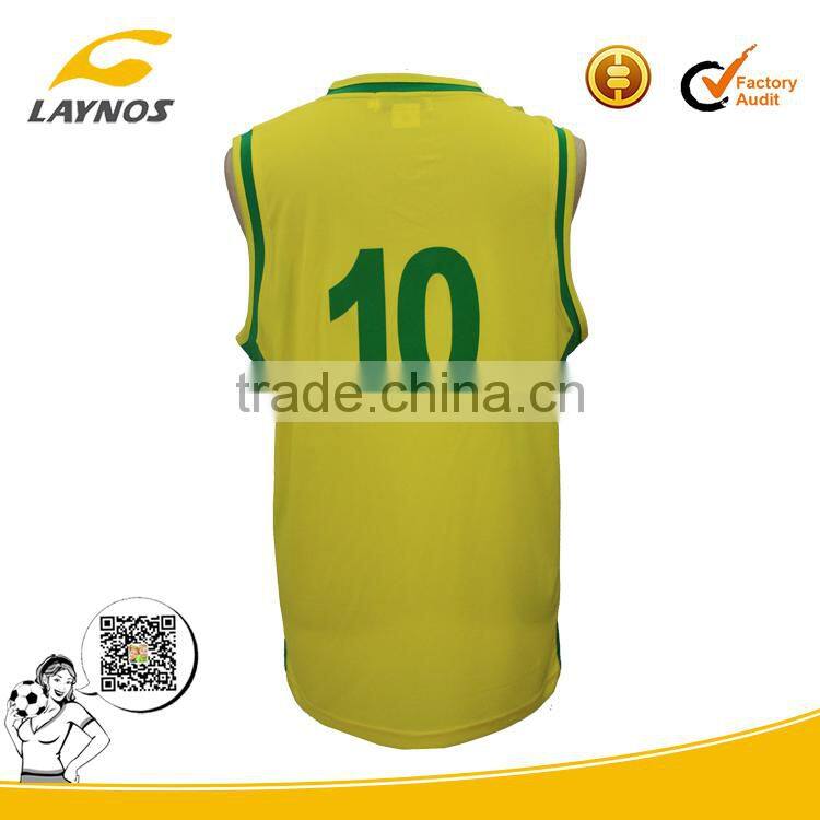 custom printed yellow brasil basketball jersey