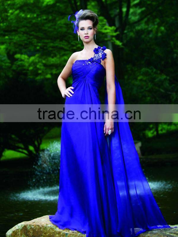 Newest one strap blue ladies casual dresses pictures