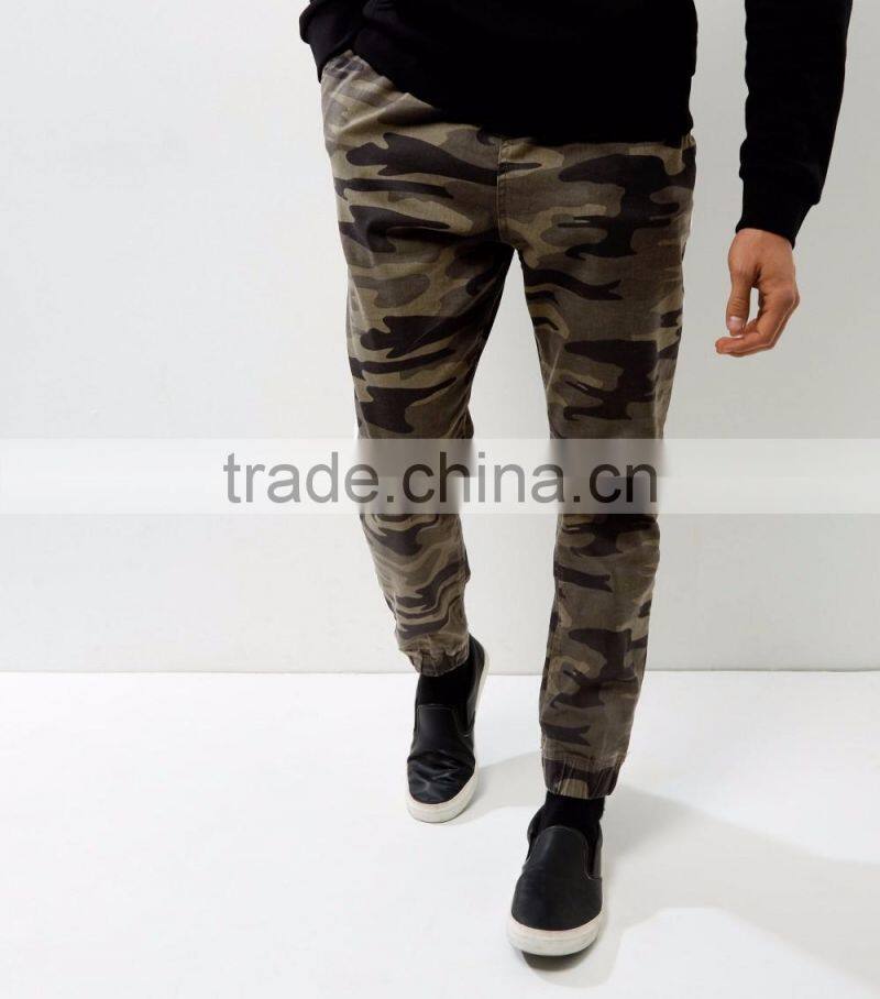 2017 Custom OEM Men Green Camo Print Joggers With Pockets Fitness Gym Khaki Breath Jogger Pants