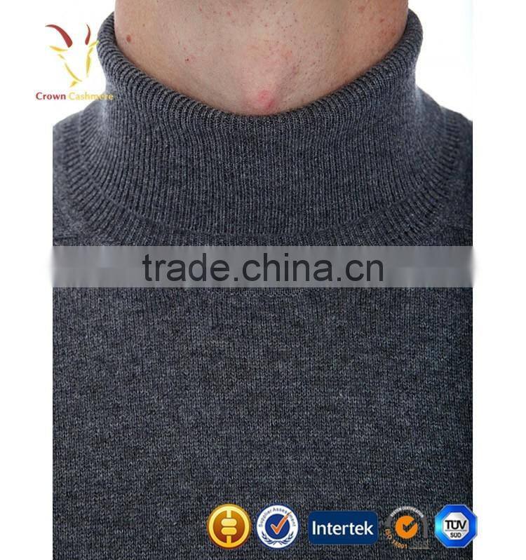 High Neck 100% Wool Cashmere Knit Men Sweater