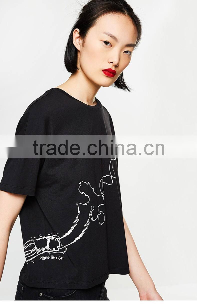 Fashion Slogan Print Logo Short Sleeve Crop Ladies Cropped T-Shirt Top women clothing 2017