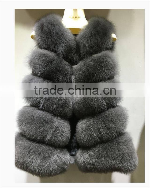 2016 Real Fox Fur Vest Women's Fox Fur Waistcoat Fur Outwear Short Slim Design