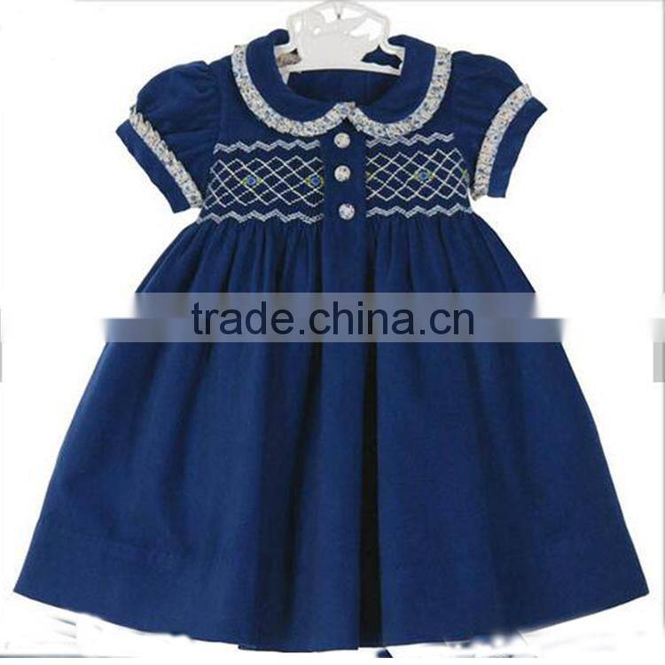 Premium blue smocked dress girl clothing