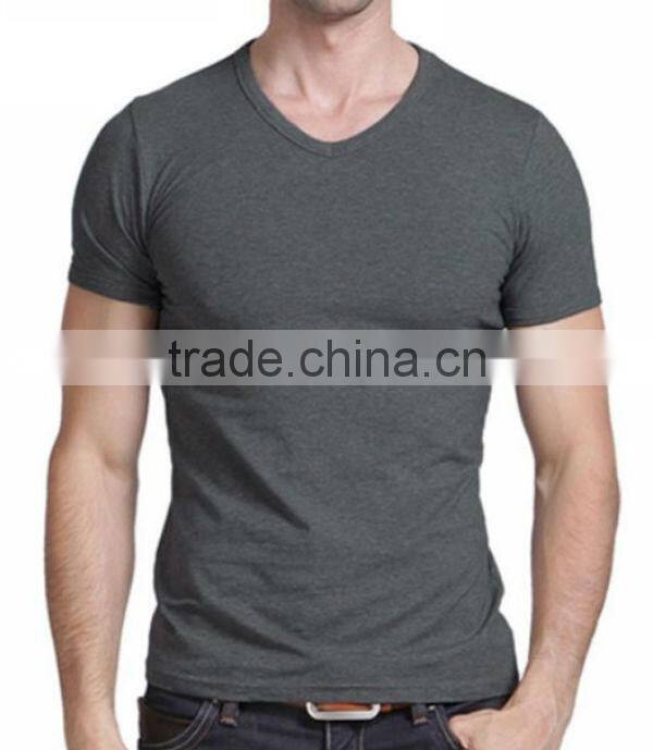 Hot sale for handsome man grey v neck t shirt