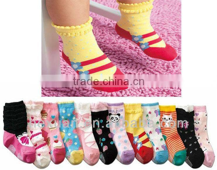 cotton butterfly non slip infant socks,princess socks,baby stocking