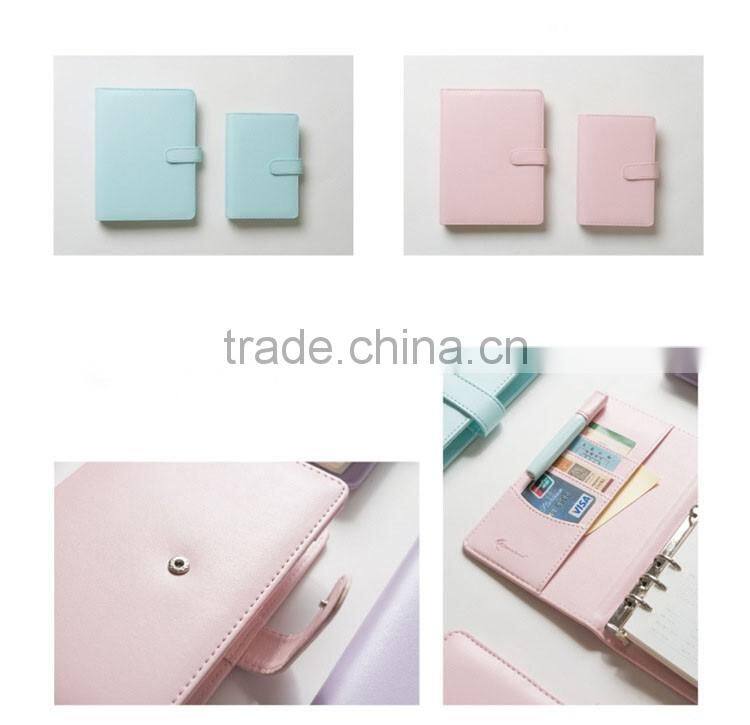 A6 leather loose leaf palnner customizable japanese daily diary planner 6 holes binder notebook with elastic band