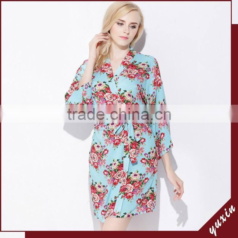 Wedding Bridal Party Short Cotton Floral Robe floral bridesmaid robe FR0046