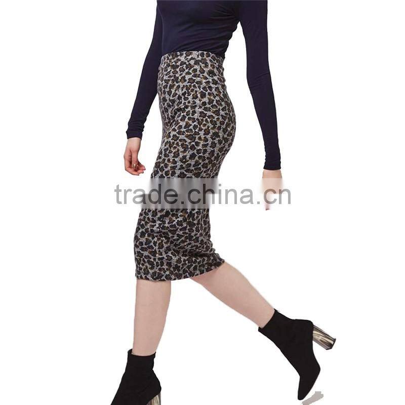 2017 OEM Spring Sexy Wrap Leopard-printed High Waisted Long Skirt