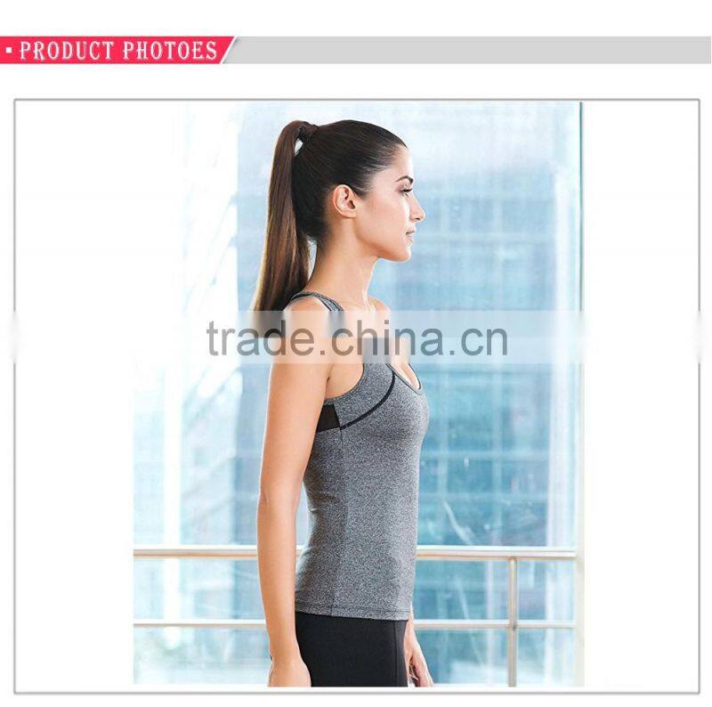 Sexy Girls Custom Gym Fitness Yoga Wear Custom Tank Tops Women With Mesh Design