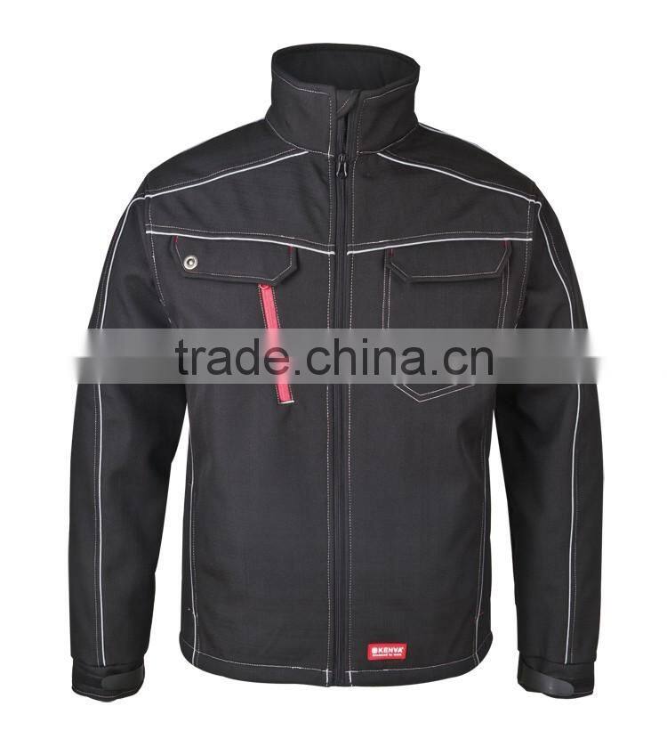 OEM workwear mens ripstop waterproof black softshell jacket without hood