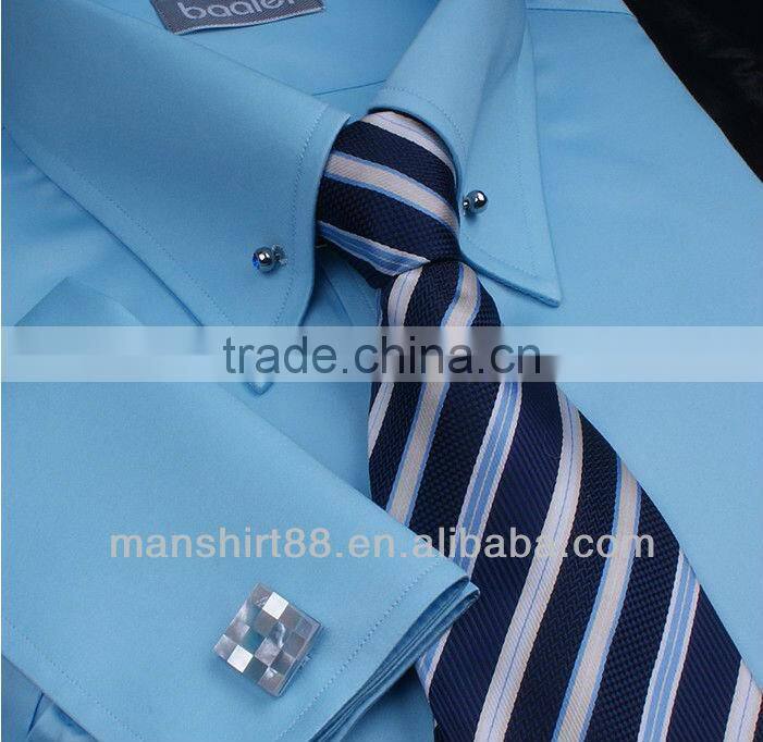 2017 Light blue French cuff men dress or tuxedo shirt