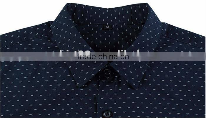 2016 Yarn dyed W printed men slim fit casual shirt