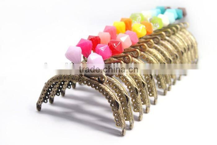 12.5cm 5 inch Bronze Round Candy Diamond Kiss Lock Metal Handbag Frame