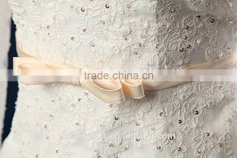 2017 wedding dress Mermaid Lace ball gowns 3/4 sleeves tull net wedding gowns AS41601
