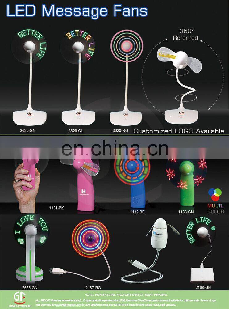 New Design Chargeable Mini Table Fan With Led Message