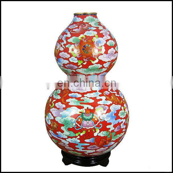 Antique Fine Old Beijing Calabash-shaped Red Cloisonne Vase--Carefully Limited Creation