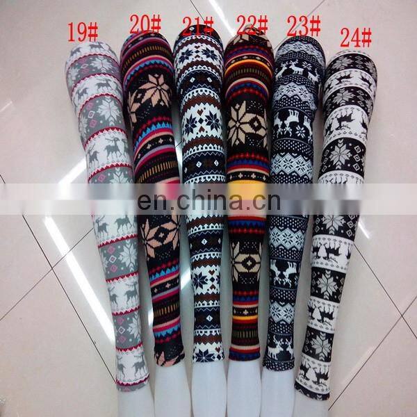 Trendy Christmas Snowflake Deer Woolen Leggings 37 Colors IN STOCK