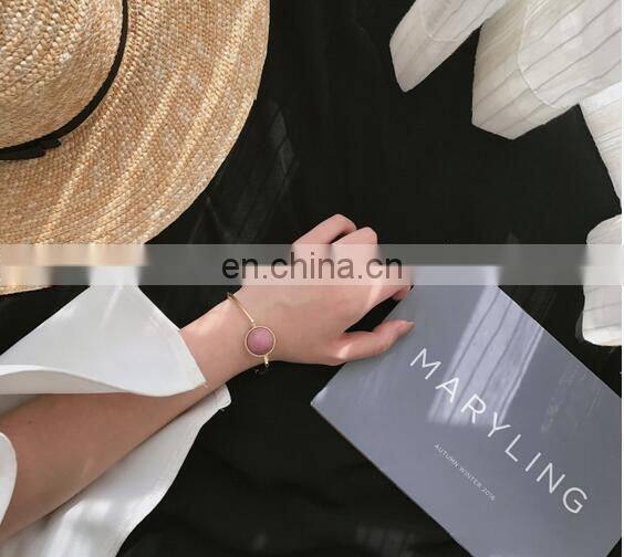 Natural Pink Stone Luck Beads Bracelet Palace Retro Fashion Bracelet