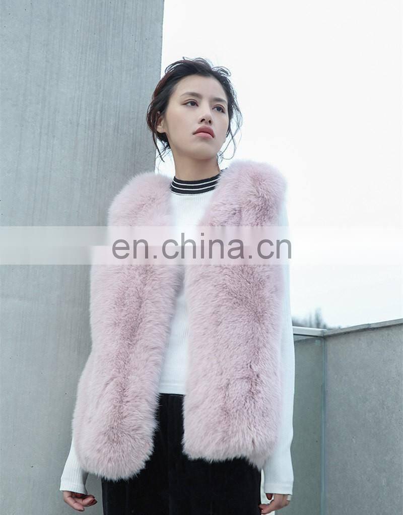 2016 New Korean Style Luxurious Fur Vests Winter Real Fox Fur Vest Women