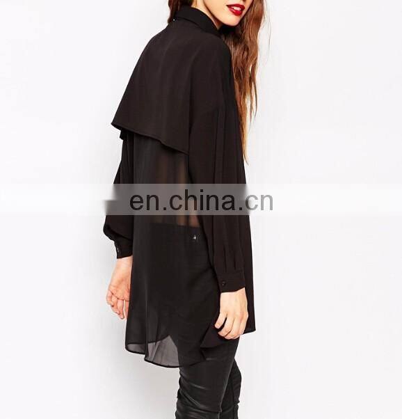 Black long sleeves design New Fashion women Plus size shirts