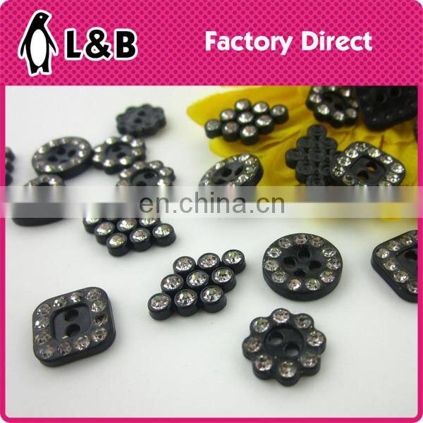 wholesale 20L black plastic with crystal stone lady shirt button