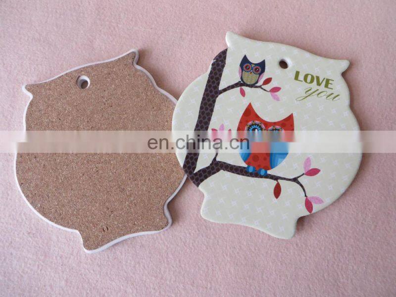 Unique design heatproof ceramic plate mat with cork backing