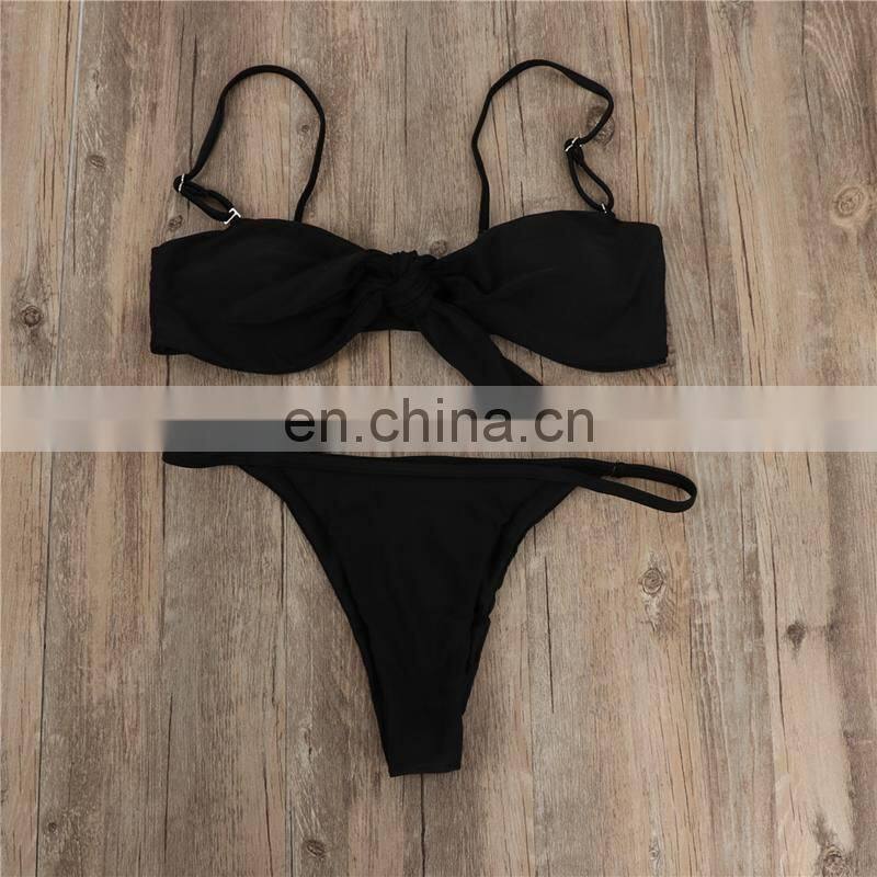 4 Color Black Blue Yellow White Low Waist Push Up Bikinis Sexy Backless Thong Bikinis 2019 New Arrival Women Two Pieces Swimsuit