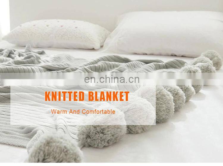 Nordic Custom Exploded Cotton Knitted Mesh Red Ball Rug Sofa Cover Blanket