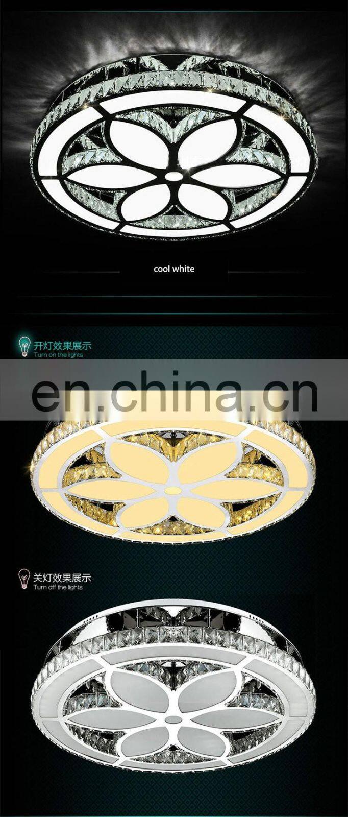 3 color change modern LED ceiling light crystal round flower shape ceiling lamps