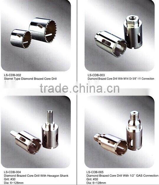 Diamond Brazed Core Drill For GRANITE GLASS TILE