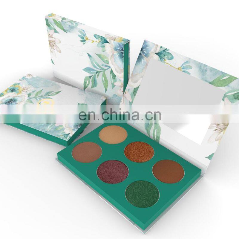 Handmade Empty Makeup Eye Shadow Packaging Pallet Cardboard 6 Pans Eyeshadow Palette Custom Printed Quad