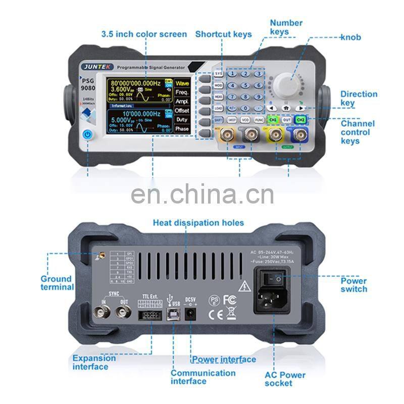 JUNTEK PSG9080 Programmable Arbitrary Generator 1nHz-80MHz Function Generator Pulse Generator