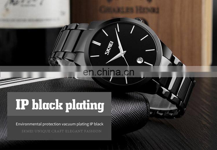 SKMEI 9140 Mens Stainless Steel Metal Belt Current Watches Man Japan Quartz Calendar Watch Men Luxury