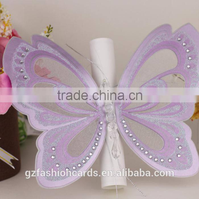 2014 Unique Luxury Butterfly Wedding Card
