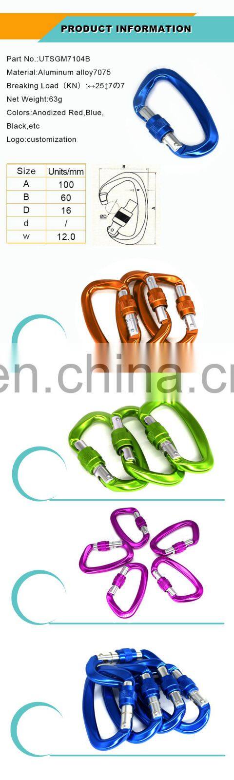 Unitone 3.9inch wholesale Heavy industry 5500lbs customized fall protection carabiner hook