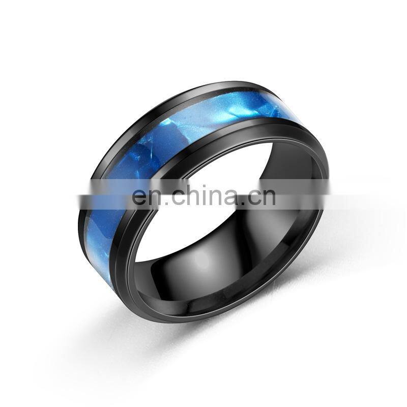 Fashion Colorful Shells Pattern Stainless Steel Couple Ring for Men Women Simple Titanium Steel Ring Wedding Party Jewelry Gifts