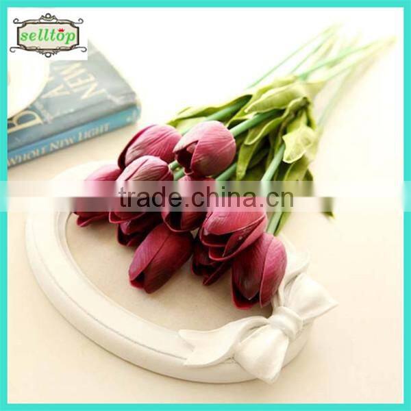 34cm mini pu real touch artificial orange tulips