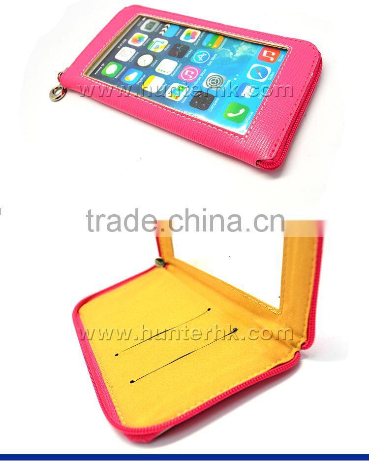 Girlish Leather Wallet Bag For IP6 With Hand Strip