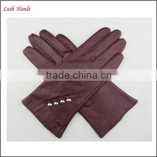 Ladies fashion red nappa sheep leather gloves