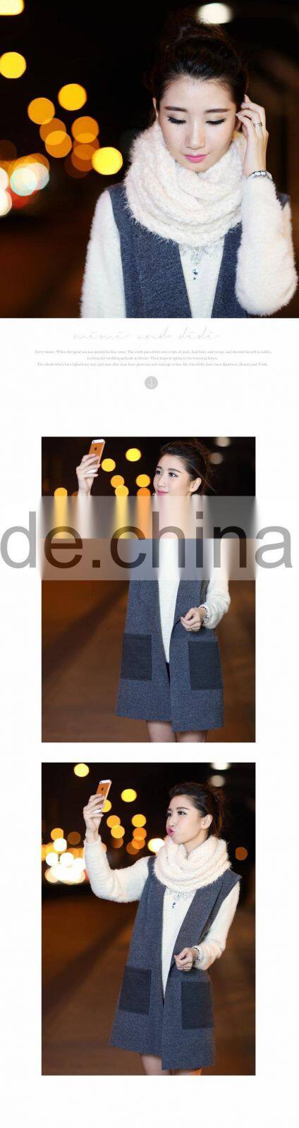 New Style Korean Fashion Soft Plain Knitted Lady Wool Neck Warmer