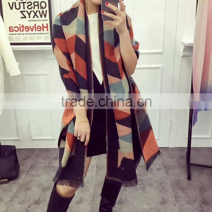 New Winter Warm Geometry Pattern Fashion Ladies Pashmina Shawl Wool Scarf
