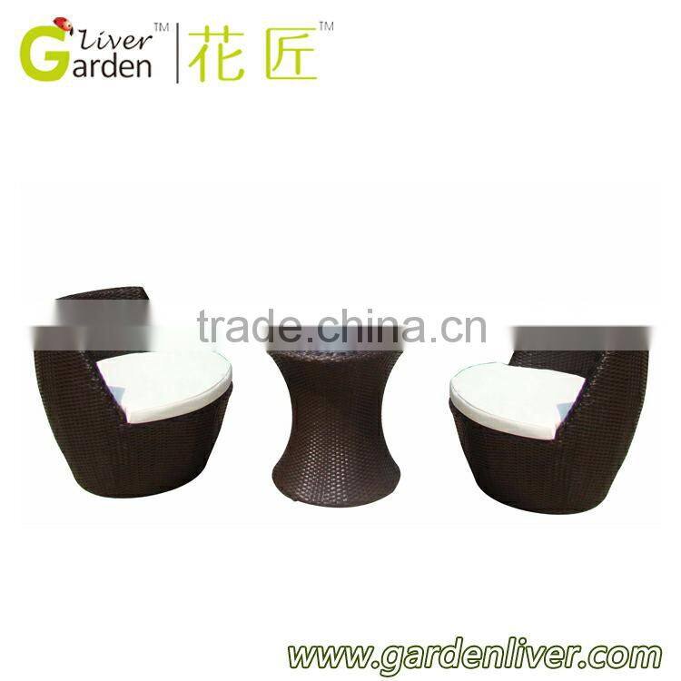 Cheap bistro 3pc set wicker furniture egg shaped wicker nest outdoor furniture