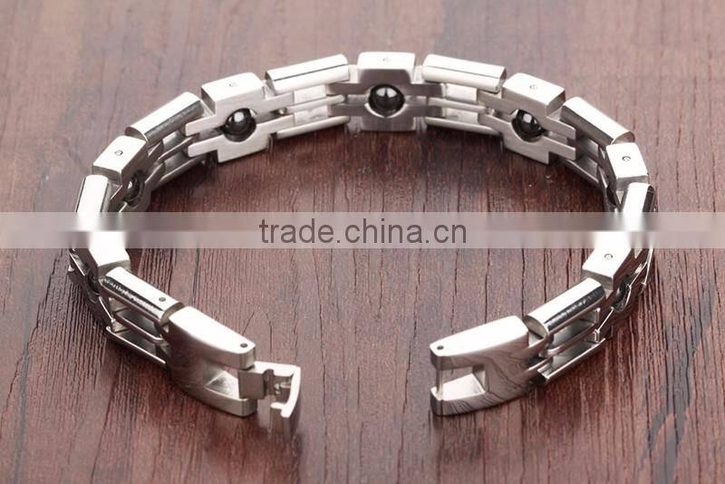 Stainless Steel Wristband Link Chain Men's Hematite Ball Link Chain Bracelets For Men And Women